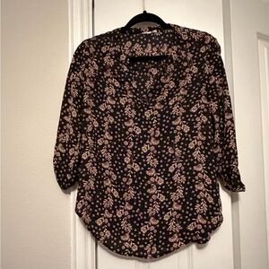 Maurices Black and Pink Floral Blouse